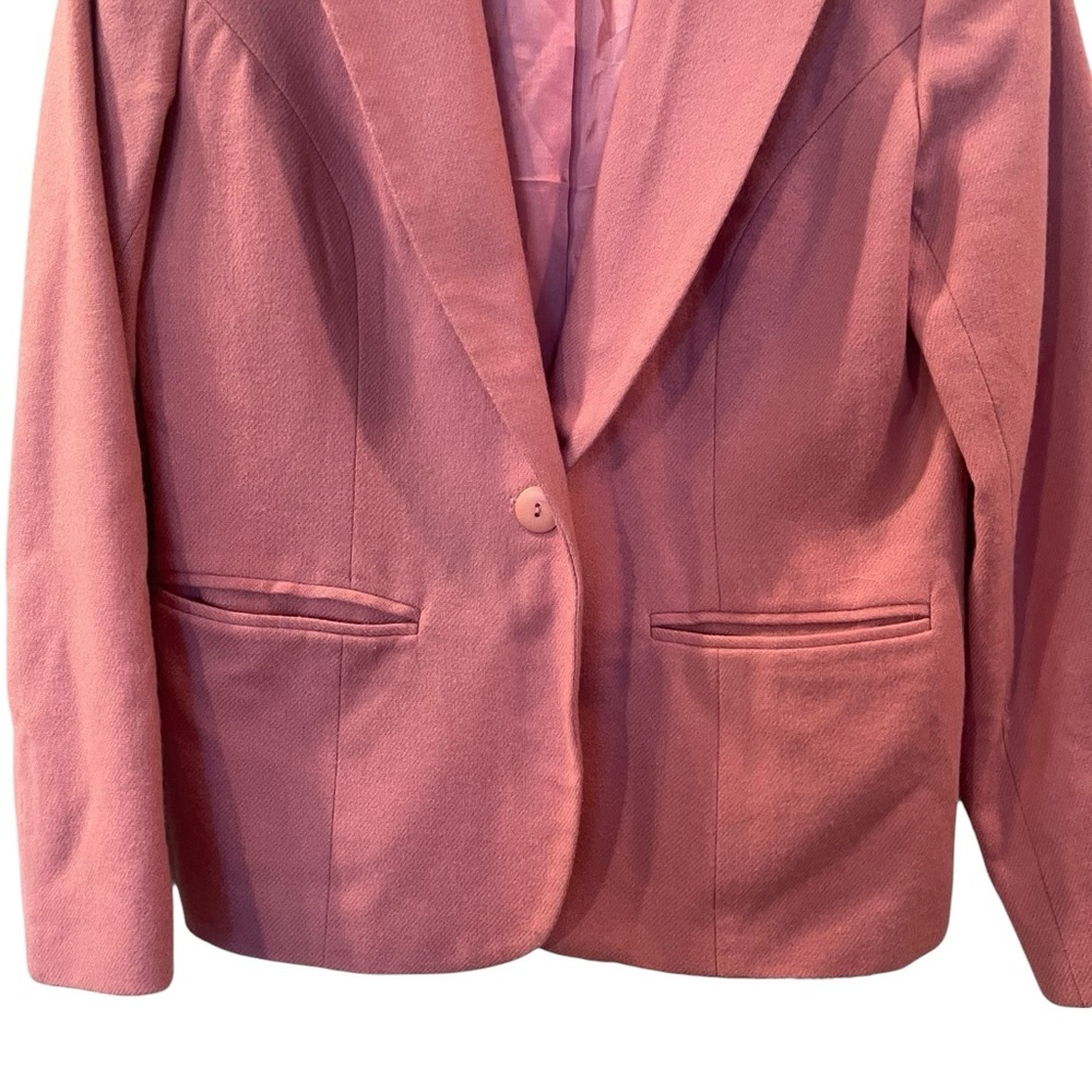 Adolfo Studio Women’s One Button Wool Pink Lined Blazer Size: 6 - Picture 2 of 5